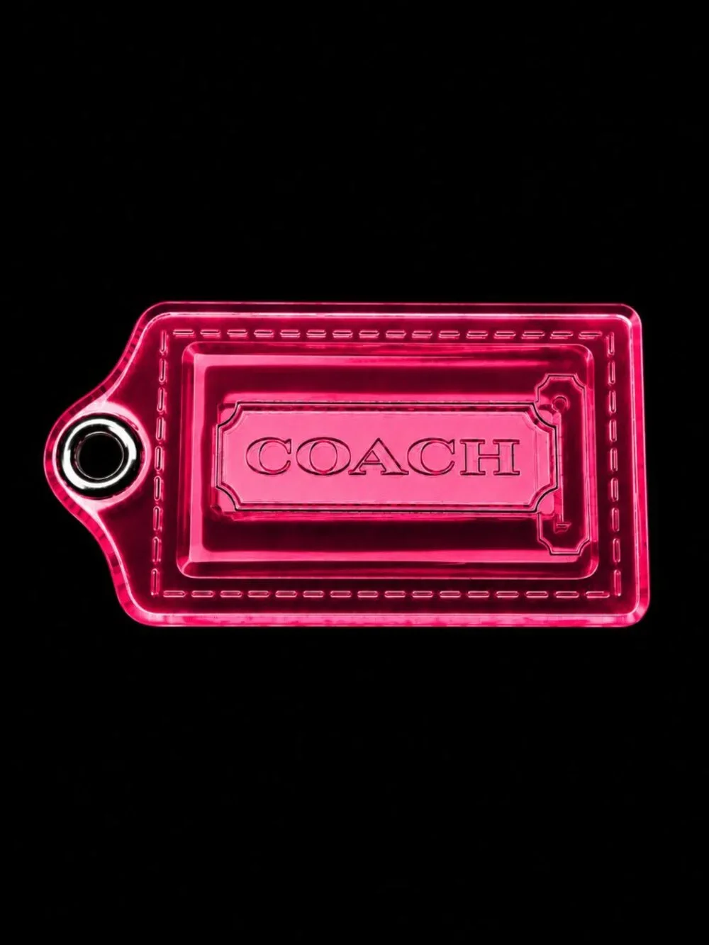 COACH POPPY Hot Pink Acrylic Hangtag Keychain Charm Rare Fob - Picture 1 of 10